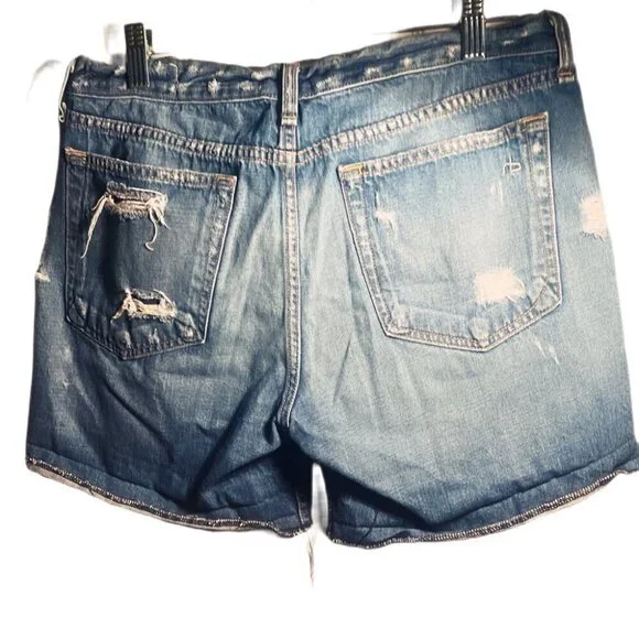 Rag & Bone denim 5 pocket boyfriend casual beach distressed blue denim short 29 - Picture 3 of 5